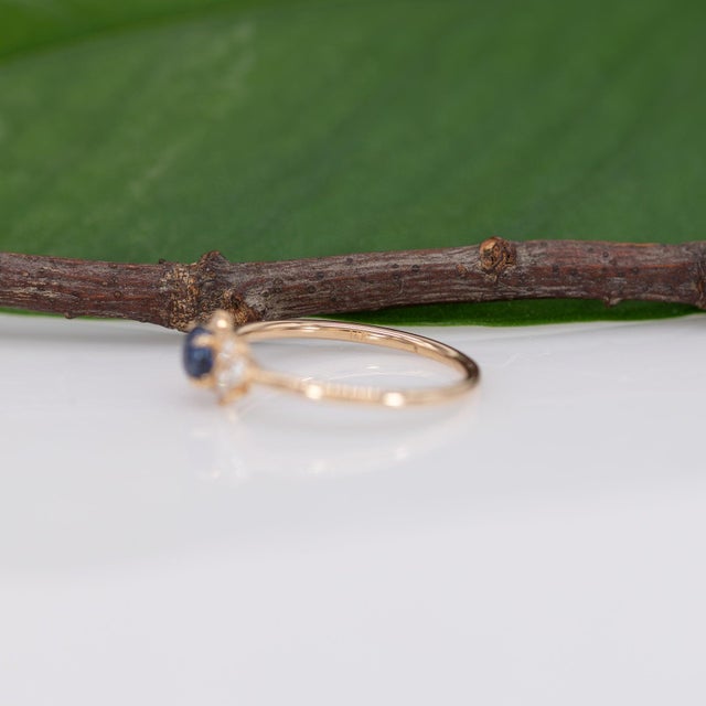 Ceylon Blue Sapphire Ring With Earth-Mined Diamond Accents in Solid 14k Gold, Size 6.75 For Sale - Image 10 of 10