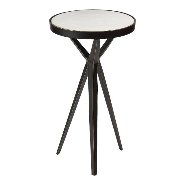 Adhara Aluminum Cocktail Table with Marble Top, 11" x 19.5" For Sale