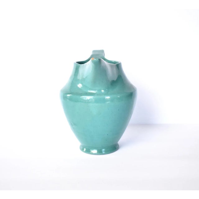 Mid-Century Modern Mid-Century Italian Deruta Jade Green Pitcher For Sale - Image 3 of 11