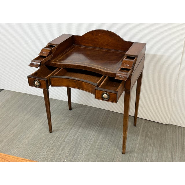 Wood Flame Mahogany Ladies Writing Desk, Early 20th Century For Sale - Image 7 of 12