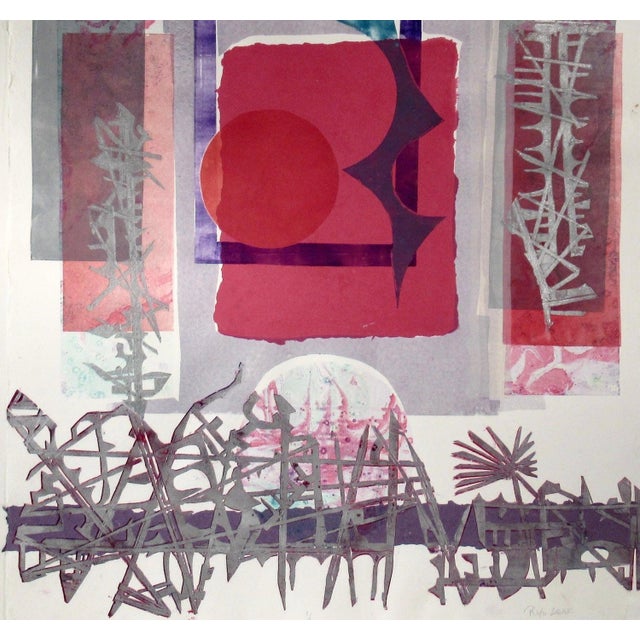 This artwork "Untitled" c.1970, is an original woodcut monoprint on artisanal hand made paper by noted American artist...