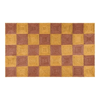 Part & Parcel Goods Jute Block Runner, 2’6”x10’, Topaz and Mustard For Sale