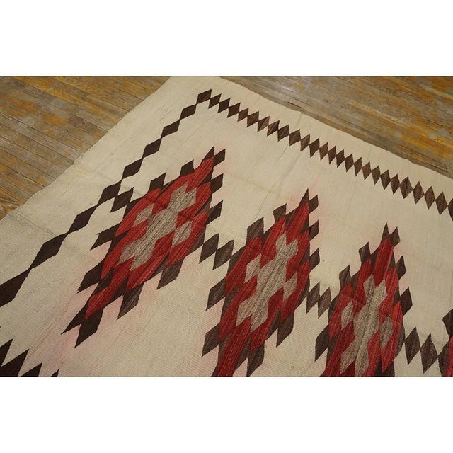 1930s Rustic Beige Field Geometric Antique American Navajo Flatweave Wool Rug For Sale - Image 10 of 10
