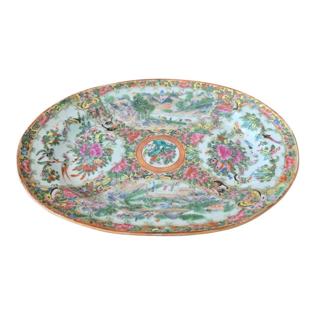 Antique Chinese Porcelain 120 Years Oval Dish For Sale