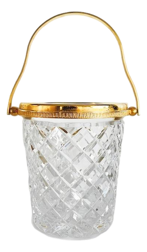 Mid-Century Modern Crystal Ice Bucket in 24K Gold Plated, 1950s