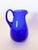 Cobalt Blue Artisan Blown Glass Pitcher For Sale - Image 4 of 9