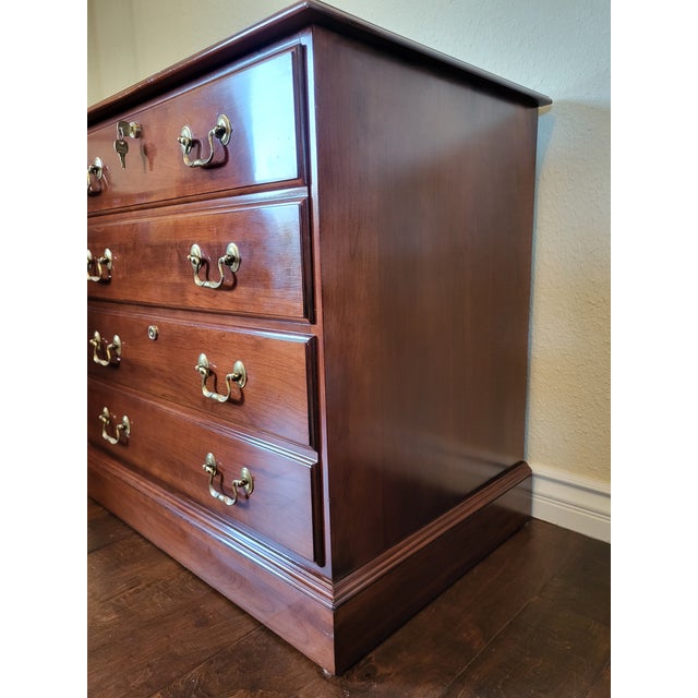 Wood Ethan Allen Two Locking Drawers Lateral File Cabinet Cherry Finish For Sale - Image 7 of 15