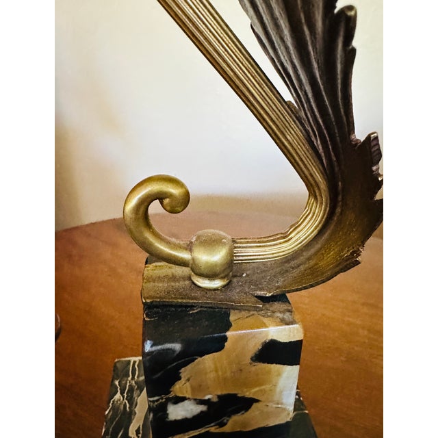 Metal 1950s Acanthus Bronze & Portoro Marble Base Table Lamp For Sale - Image 7 of 13