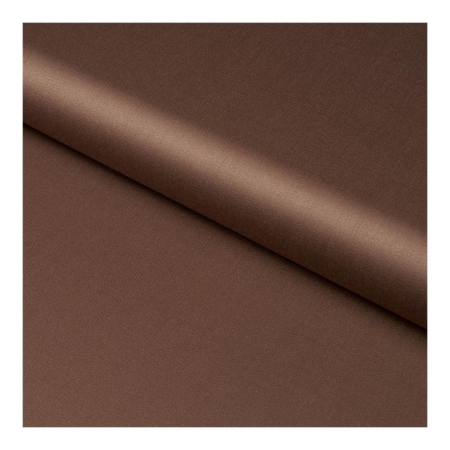 Schumacher Donovan Merino Wool Sateen Fabric in Brown For Sale
