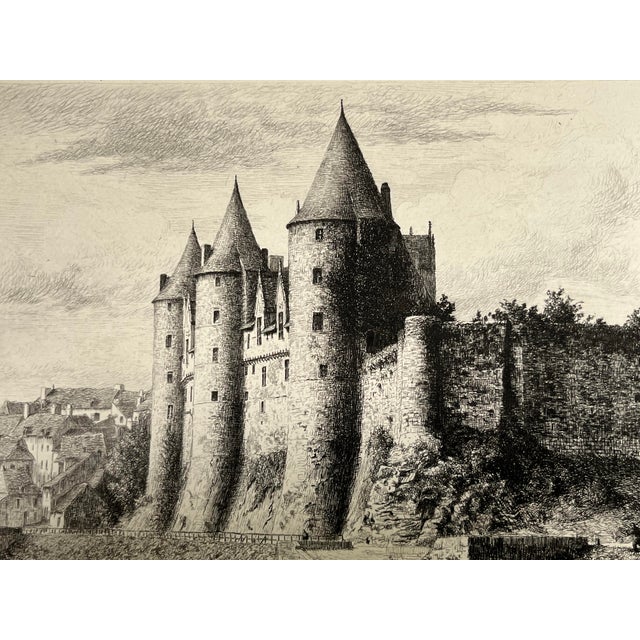 Printmaking Materials Antique French Etching of Chateau Josselin by Sadou For Sale - Image 7 of 7