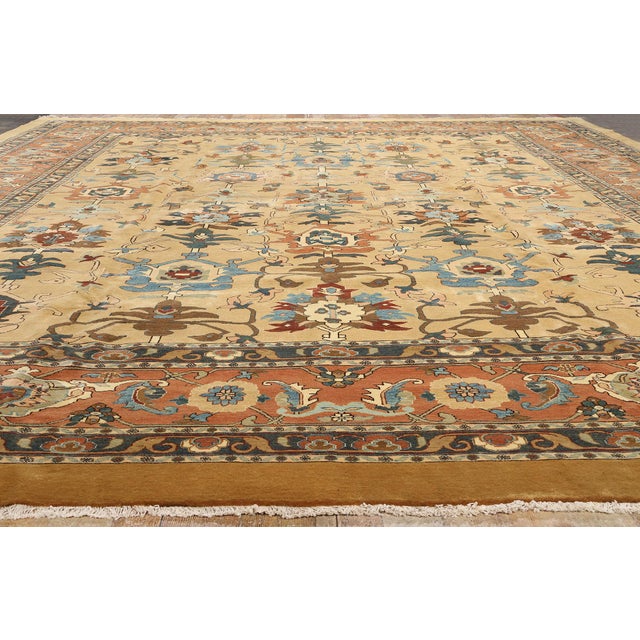Tan Vintage Persian Sultanabad Rug - 16'04 X 17'08 For Sale - Image 8 of 9