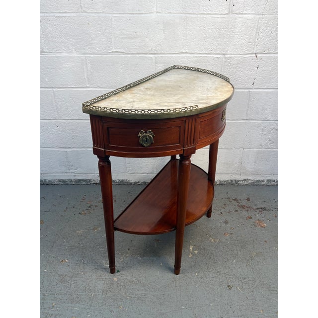 Stone Antique French Demilune Marble Top Table For Sale - Image 7 of 13