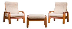 Mid-Century Modern Danish Chairs and Ottoman in Teak from HS Design, 1960s, Set of 3