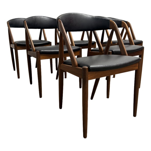 Set of 6 Kai Kristiansen Attributed Model 31 Danish Modern Teak Dining Chairs, Schou Andersen 1960's For Sale