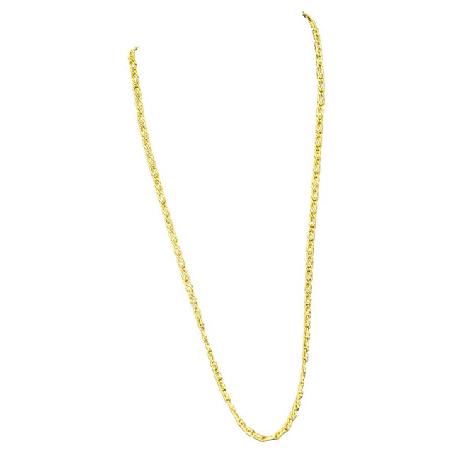 Vintage 18 Karat Yellow Gold 7.4 Gm, Link Chain, 3.22 Mm Necklace, 18.5" Long For Sale - Image 11 of 17