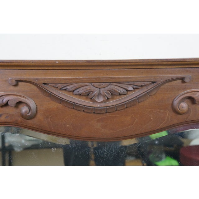 Late 19th Century Antique Victorian Walnut Acanthus Fretwork Dresser Vanity Mantel Mirror 45" For Sale - Image 5 of 16