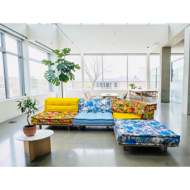 Dimensions one module : Height: 68 cm (Seat height: 30 cm) Depth: 97 cm Width: 97 cm Condition: Used ( the sofa was...