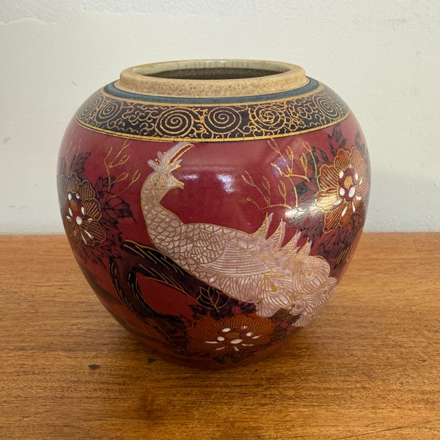 Vintage Chinoiserie Peacock Vase in Jewel Tones For Sale - Image 9 of 9