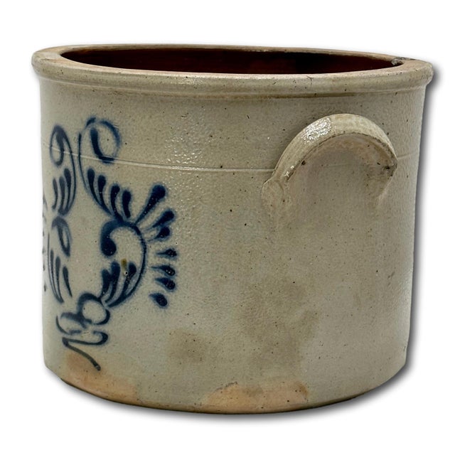 Mid 19th Century Very Nicely Blue Decorated Small 1 Gallon Size Antique American Stoneware Storage Crock - Mid 19th Century For Sale - Image 5 of 18