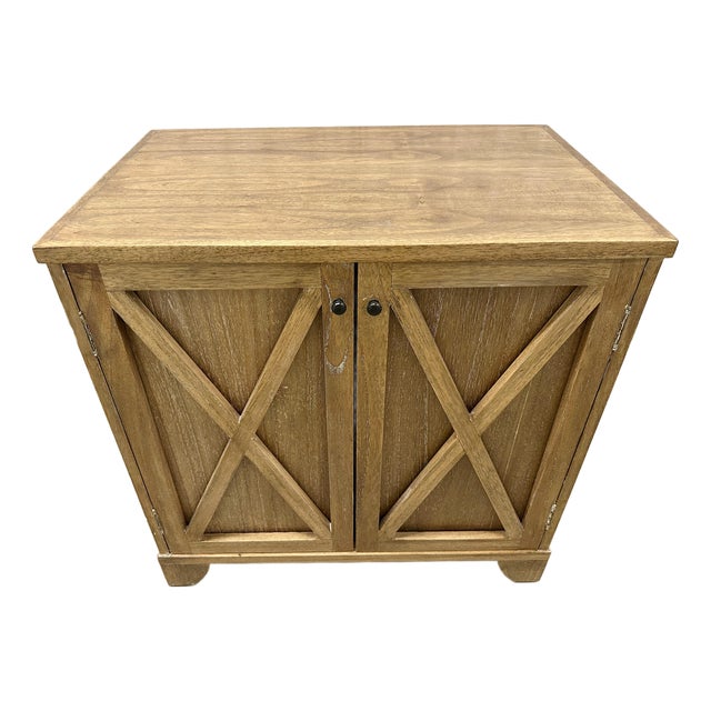 Pair of Oly Studio Roberts Bedside Hardwood 2 Door Tables For Sale