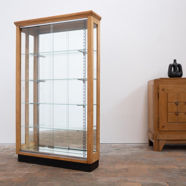 Display Cabinet in Light Walnut with Sliding Glass Doors, 1930 For Sale - Image 4 of 13