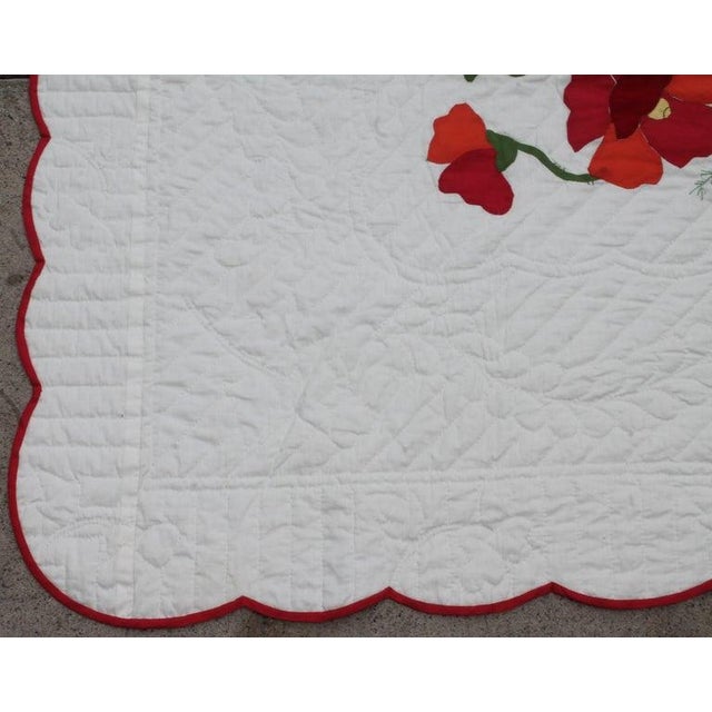 Textile Applique Rose Quilt Signed and Dated 1989 For Sale - Image 7 of 7