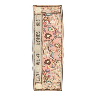Vintage American Hooked East West Runner - 2'2" x 6'10" For Sale