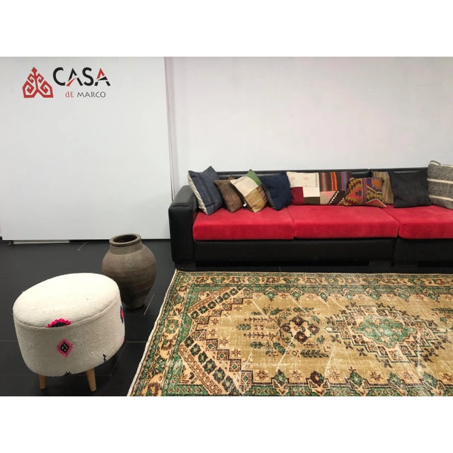 Camel Vintage Distressed Turkish Area Rug For Sale - Image 8 of 11