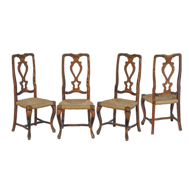 French Provincial Set of 4/ 19th Century French Provincial Walnut Dining Chairs For Sale - Image 3 of 18