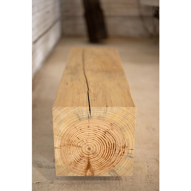 Alabama Sawyer Rustic Pine Beam Bench Pine and Corten Steel Base by Alabama Sawyer 4' For Sale - Image 4 of 6