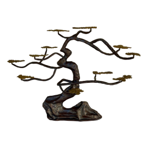 John Richard Modern Bronze and Brass Windswept Tree Sculpture