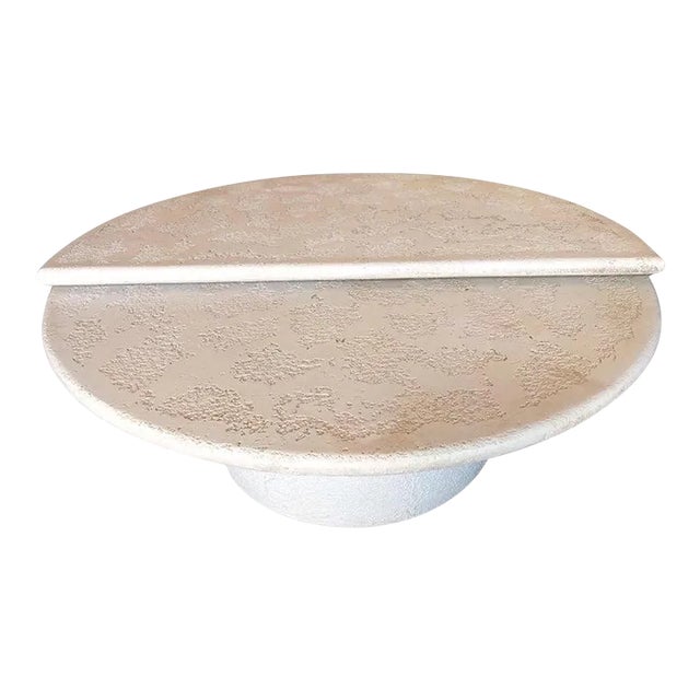 1970s Faux Coquina Stone Two-Tier Kinetic Sphere Coffee Table For Sale