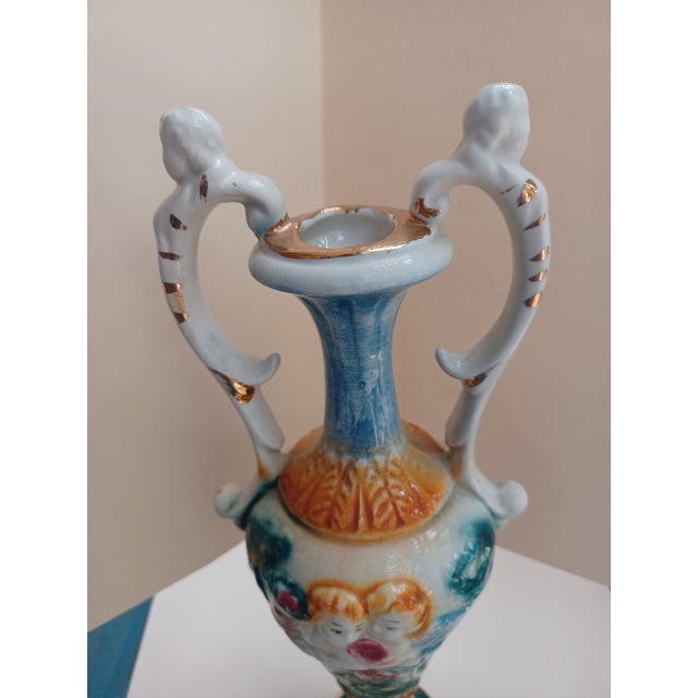 Vintage Italian Capodimonte Double Handle Porcelain Vase For Sale In Houston - Image 6 of 9