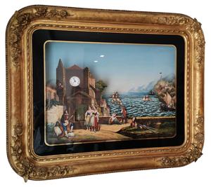 Musical Automaton Picture Clock attributed to Xavier Tharin, 1860s