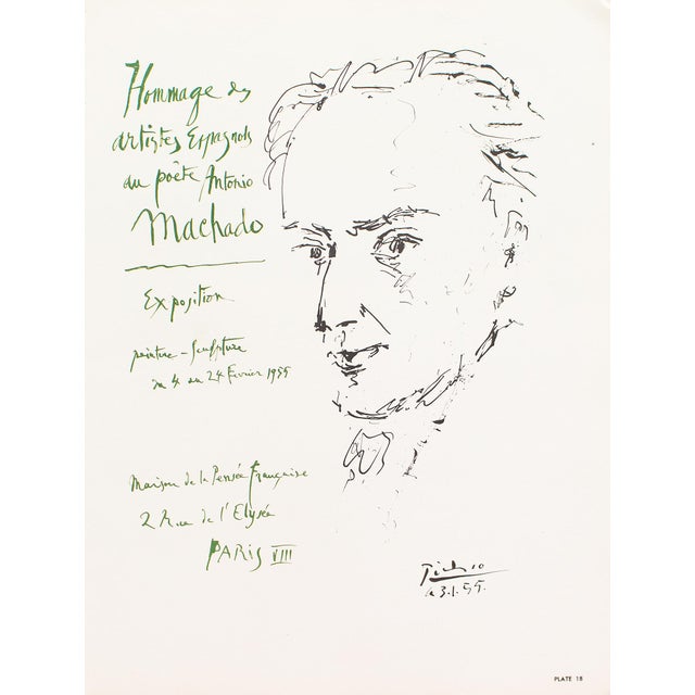 1957 After Pablo Picasso, Poster "Homage to the Spanish Poet Antonio Machado" For Sale In Dallas - Image 6 of 6