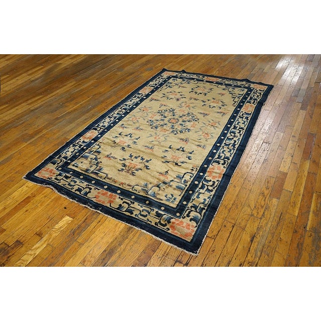 Late 19th Century Chinese Ningxia Carpet ( 4'4" x 7' - 132 x 213 cm ) Antique Chinese - Ningxia Small Scatter Size Wool...