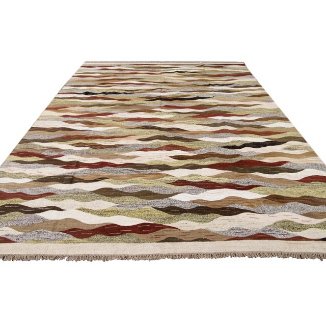 21st Century Modern Flatweave Wool Rug For Sale - Image 11 of 13