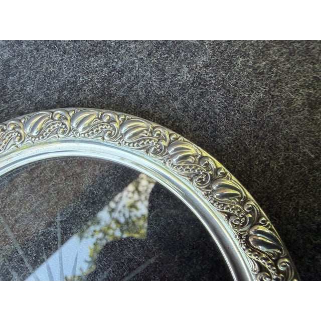 Vintage Sterling Silver Etched Glass Wine Coaster For Sale - Image 4 of 12