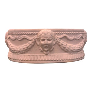 Vintage Neoclassical Terracotta Planter With Classical Faces For Sale