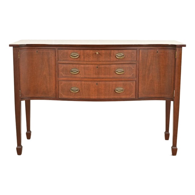 Kittinger Federal Inlaid Mahogany Serpentine Front Sideboard Credenza For Sale