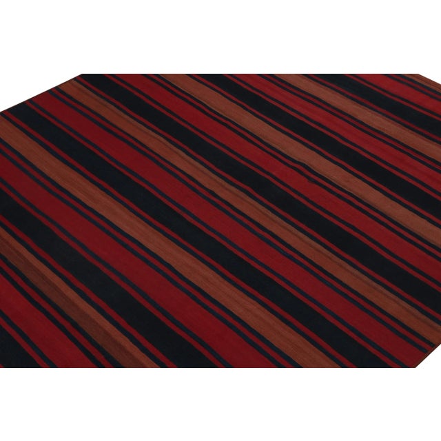 Tribal Vintage Persian Tribal Kilim in Red, Rust and Blue Stripes - By Rug & Kilim For Sale - Image 3 of 7