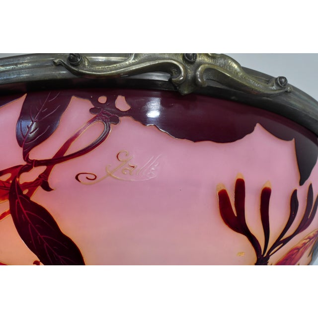 French Art Deco Pendant Light by Galle - 1925 Cameo Gallé Chandelier France For Sale - Image 16 of 17
