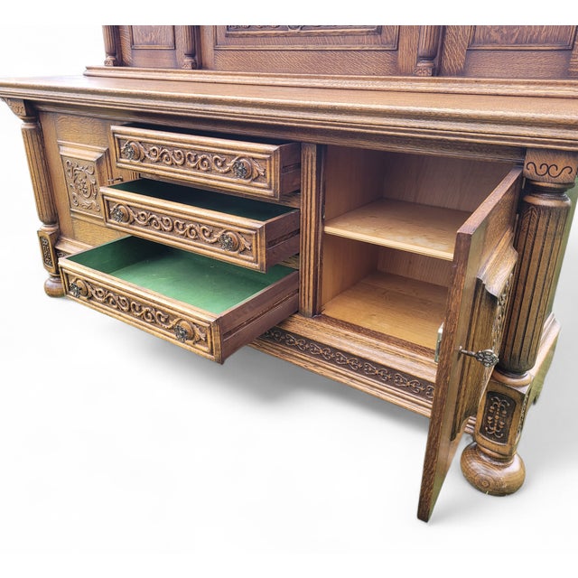 Large Vintage French Buffet in Walnut, 1940s For Sale - Image 11 of 18