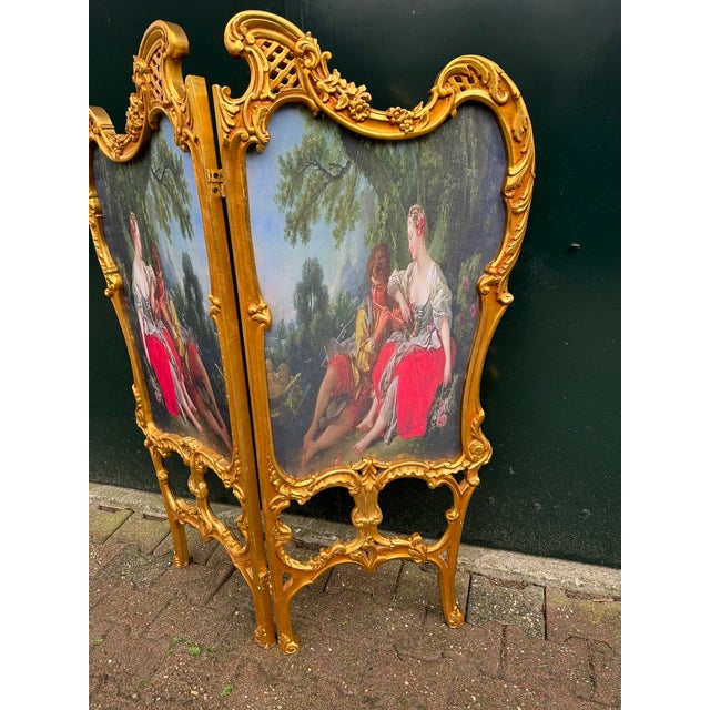 1960s 1960 Louis XVI Gold Beech Room Divider Screen - 2 Panels For Sale - Image 5 of 18