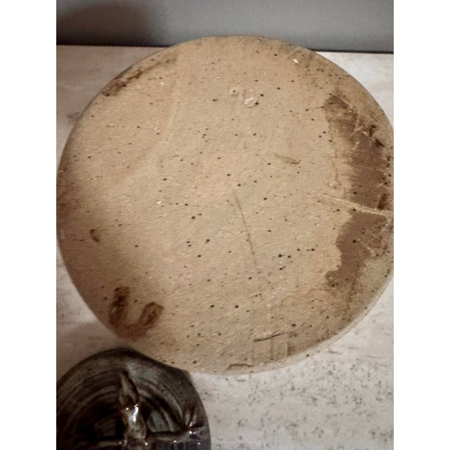 Mid 20th Century Studio Pottery Vessel With Sculptural Lizard Lid For Sale In West Palm - Image 6 of 9