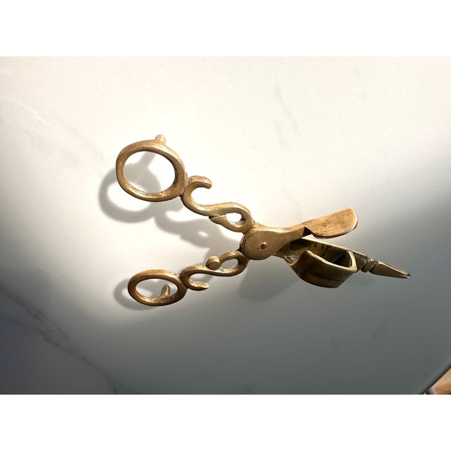 Metal Vintage Ornate Brass Candle Wick Trimmer & Snuffer Scissors For Sale - Image 7 of 17