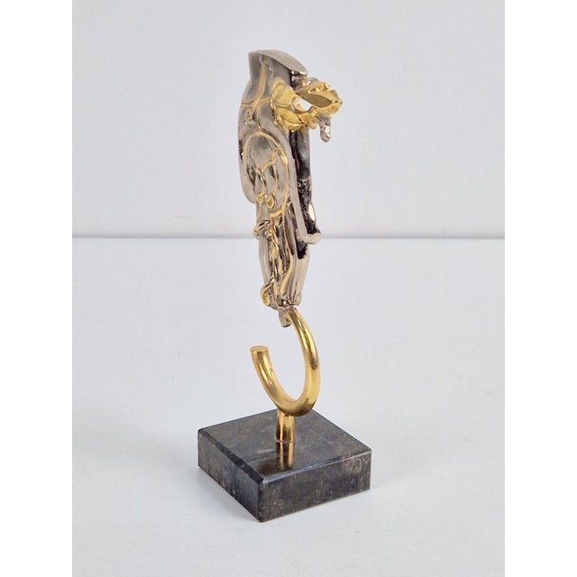 Abstract Gilded Bronze Face in Hand Sculpture by Jean-Paul Cleren, 1980s For Sale - Image 6 of 12