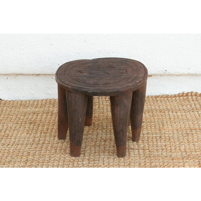 Wood Small Solid Wood Carved Nupe Table For Sale - Image 7 of 8