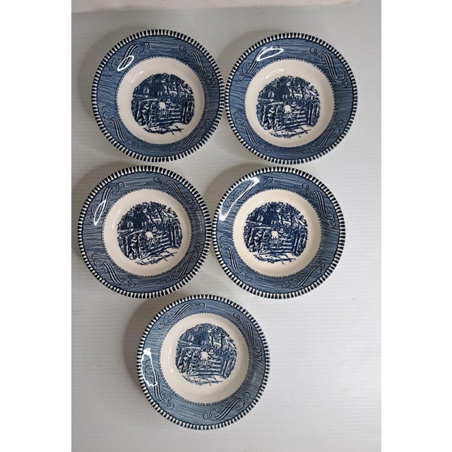 Mid 20th Century Vintage Currier & Ives Royal “The Old Farm Gate” 5 5/8" Fruit Dessert Bowls - Set of 9 For Sale - Image 5 of 12