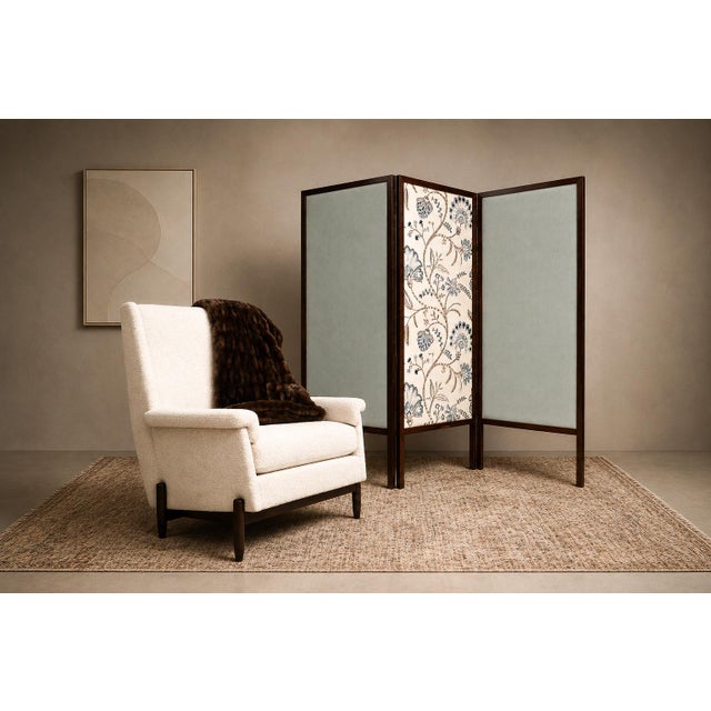 Three-Panel Screen in Brazilian Rosewood & Upholstered Fabrics by Sergio Rodrigues, 1960s For Sale - Image 13 of 14